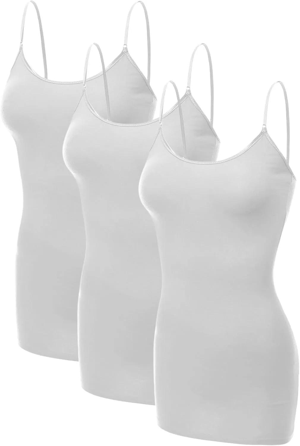 Emmalise Women's Basic Casual Long Camisole Adjustable Strap Cami Layering Top