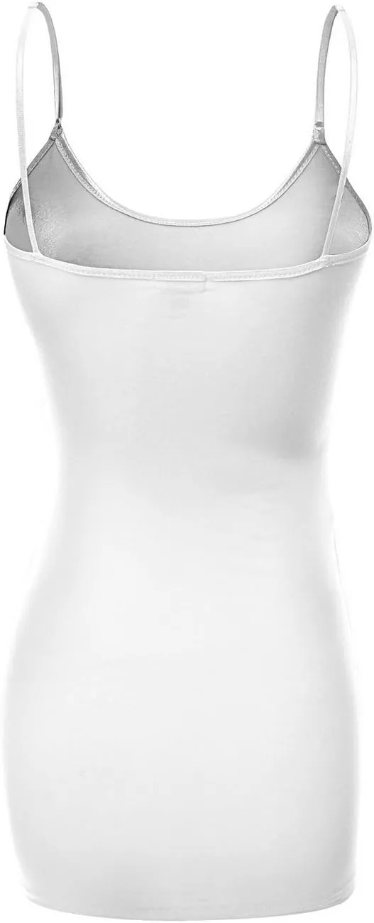 Emmalise Women's Basic Casual Long Camisole Adjustable Strap Cami Layering Top
