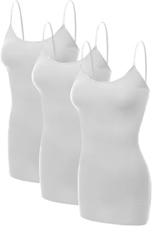 Emmalise Women's Basic Casual Long Camisole Adjustable Strap Cami Layering Top