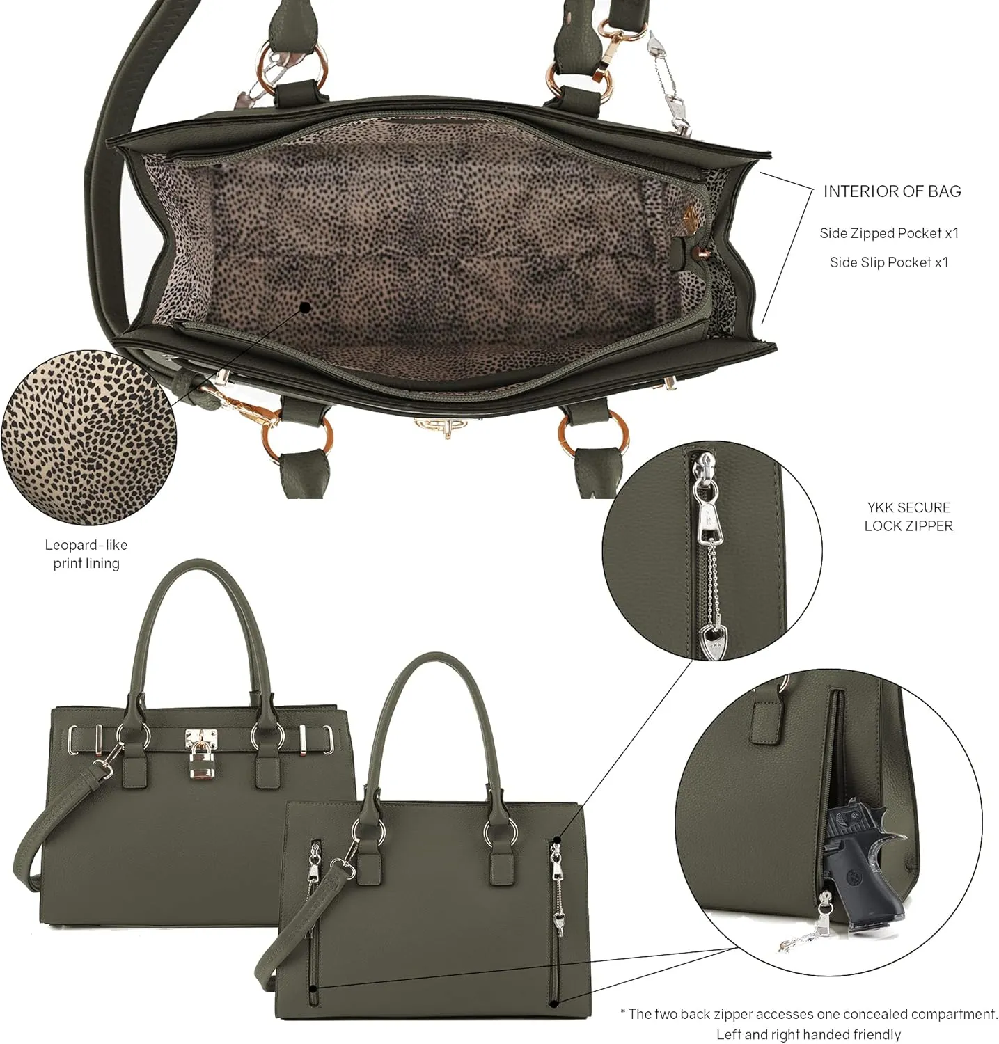 Emperiaoutfitters Concealed Carry Purse - Dina Lock Concealed Carry Satchel