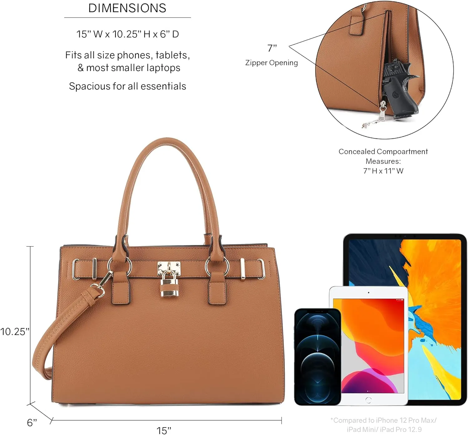Emperiaoutfitters Concealed Carry Purse - Dina Lock Concealed Carry Satchel