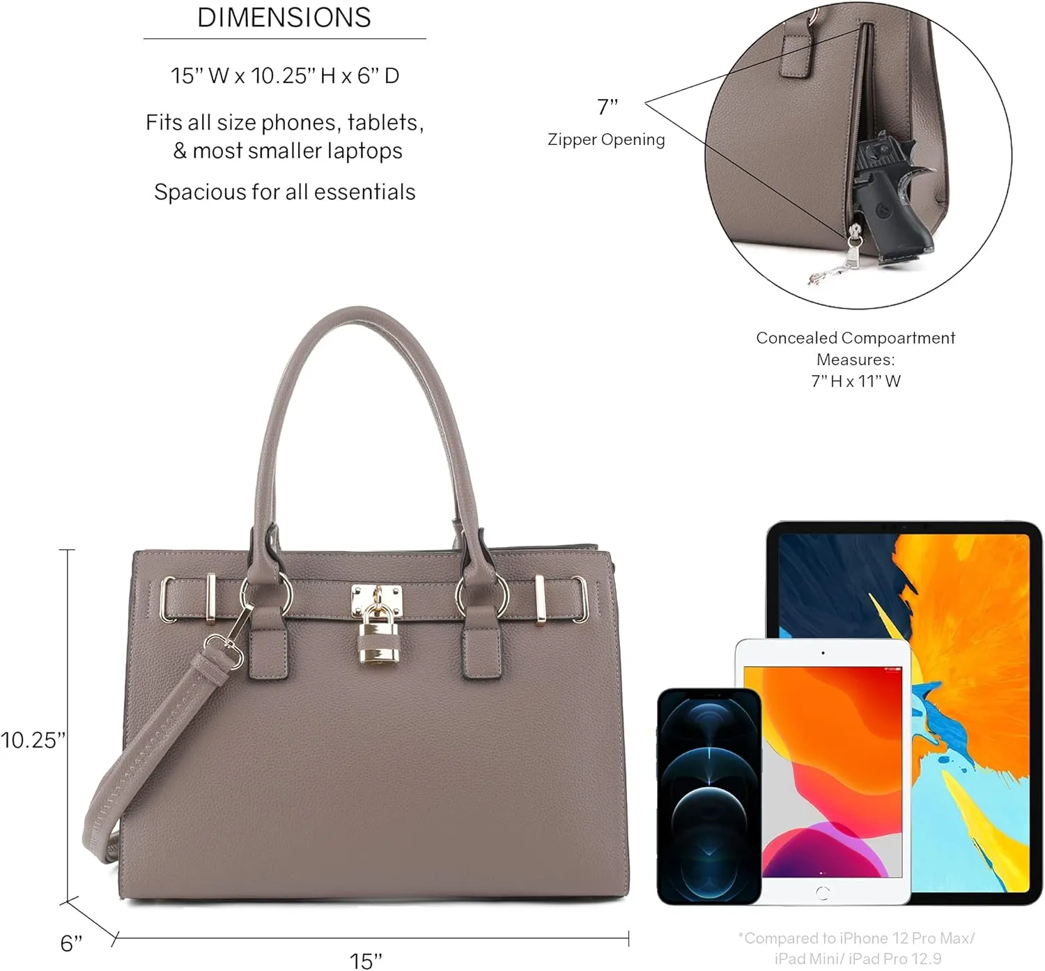 Emperiaoutfitters Concealed Carry Purse - Dina Lock Concealed Carry Satchel