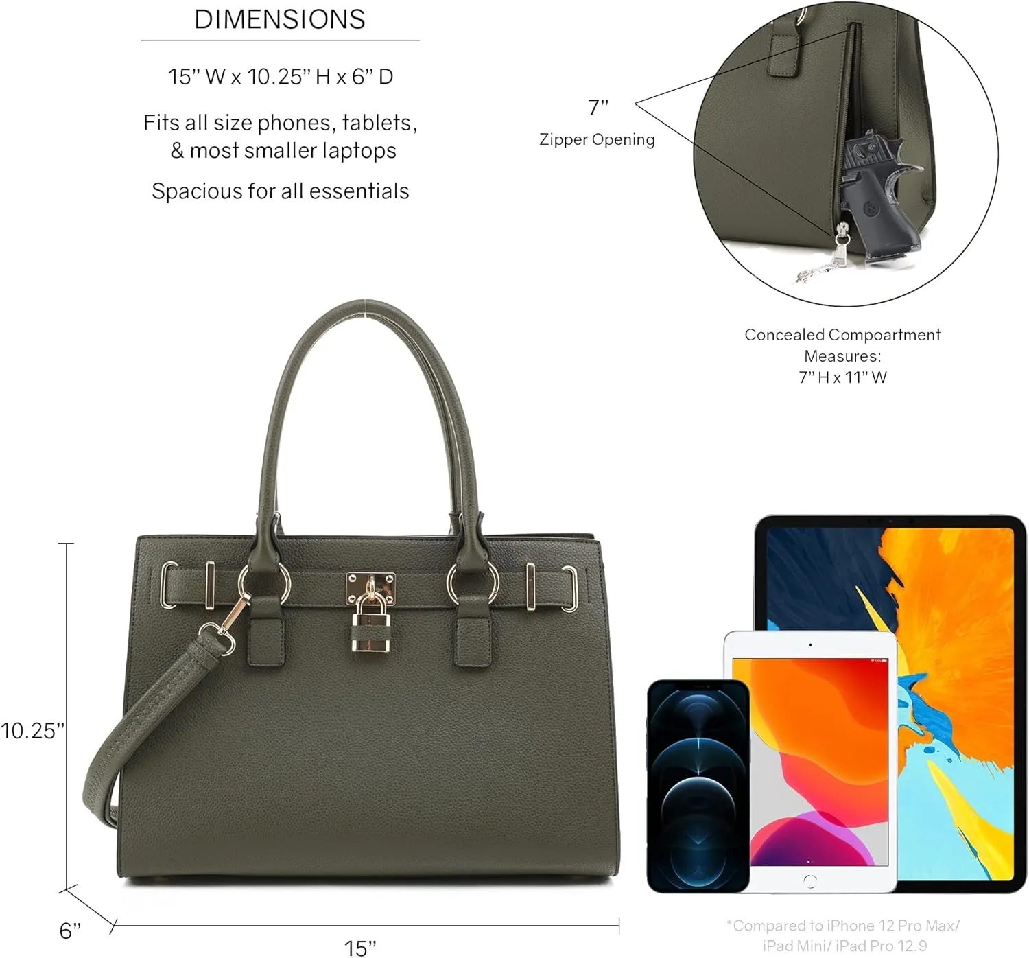 Emperiaoutfitters Concealed Carry Purse - Dina Lock Concealed Carry Satchel