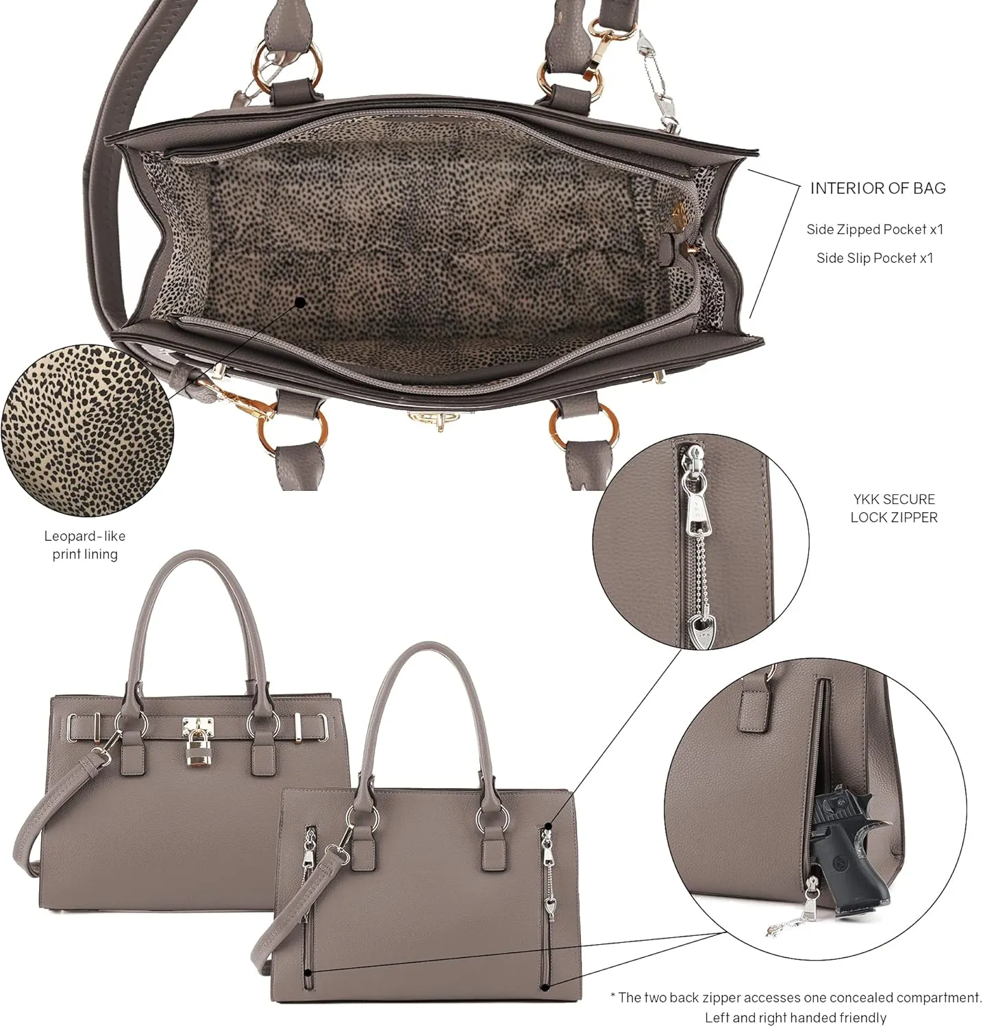 Emperiaoutfitters Concealed Carry Purse - Dina Lock Concealed Carry Satchel