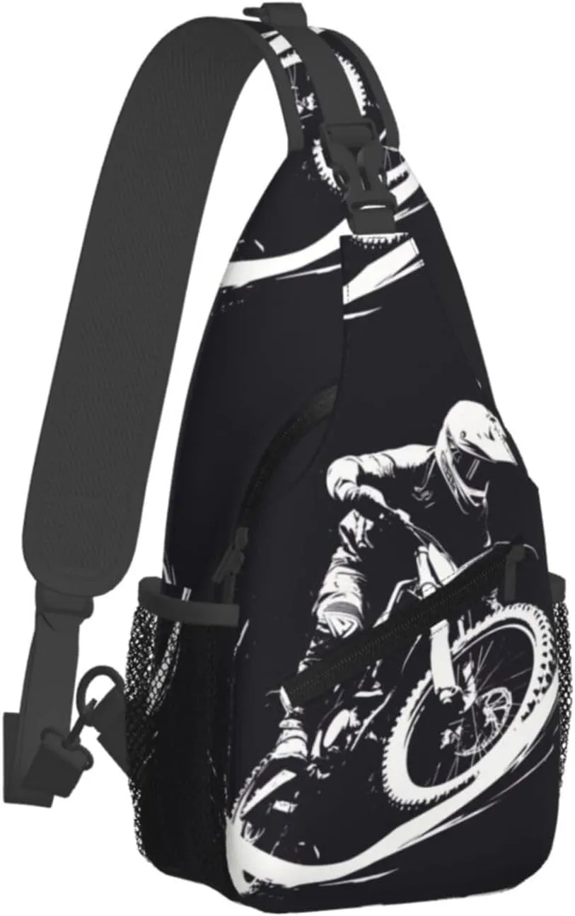 Enduro Motorcycle Racer Outdoor Crossbody Shoulder Bag For Unisex Young Adult Hiking Bicycling