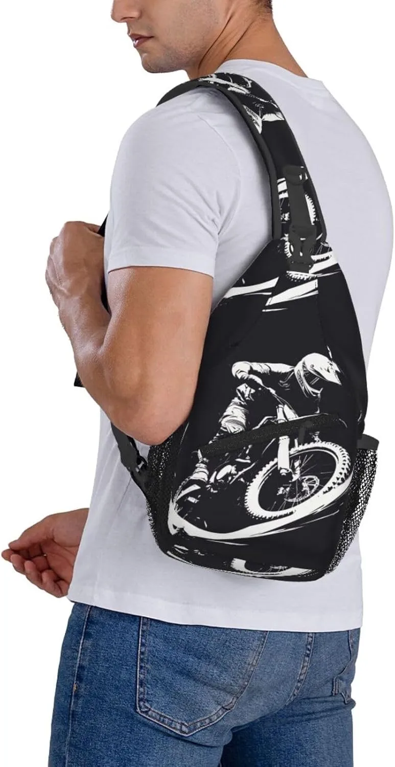 Enduro Motorcycle Racer Outdoor Crossbody Shoulder Bag For Unisex Young Adult Hiking Bicycling