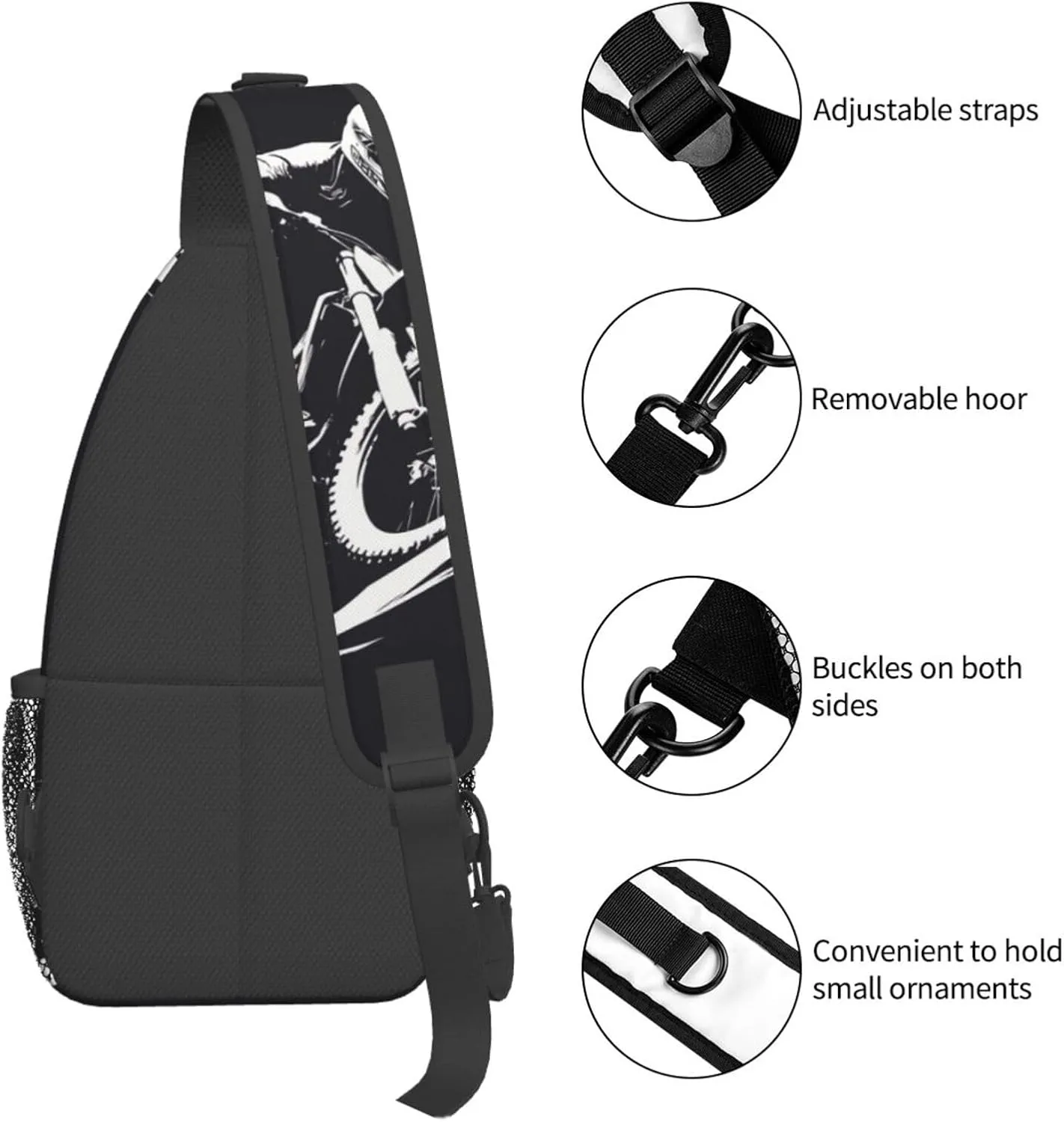 Enduro Motorcycle Racer Outdoor Crossbody Shoulder Bag For Unisex Young Adult Hiking Bicycling