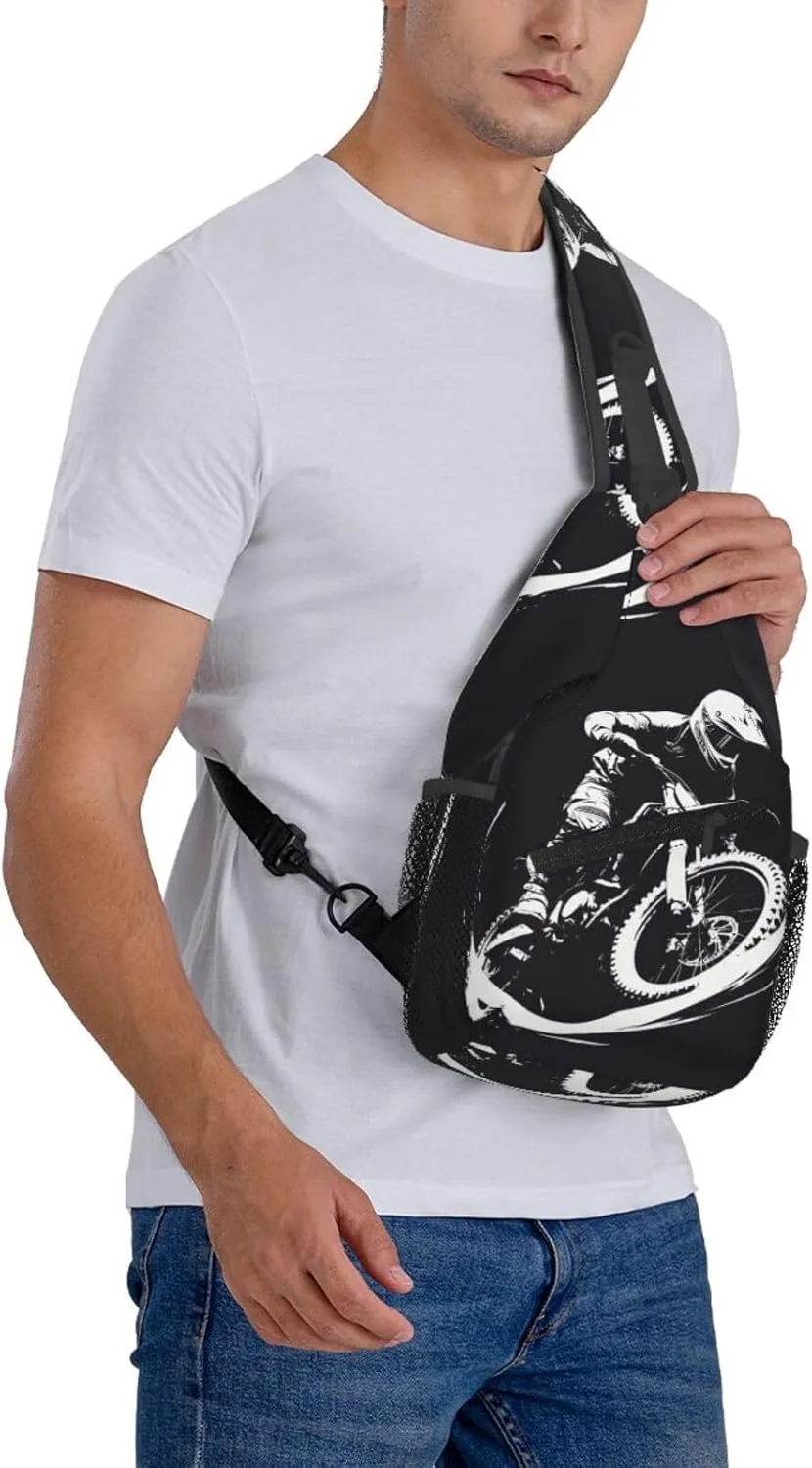 Enduro Motorcycle Racer Outdoor Crossbody Shoulder Bag For Unisex Young Adult Hiking Bicycling