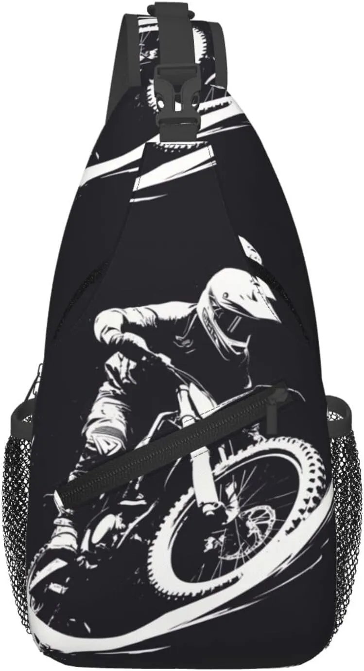 Enduro Motorcycle Racer Outdoor Crossbody Shoulder Bag For Unisex Young Adult Hiking Bicycling