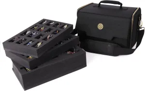 ENHANCE Miniature Figure Satchel - Compact Storage & Carrying Case for DnD Miniatures with Shoulder Strap, 3 Foam Trays (2 Pre-Cut Trays and 1 Pick & Pluck Tray) - Fits Standard 20mm to 25mm Figures