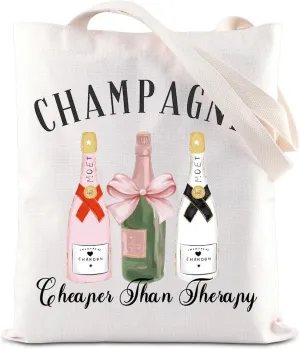 ENSIANTH Champagne Drinking Lover Gift Champagne Cheaper Than Therapy Handbag Bridal Shower Gift Champagne Social Club Gift