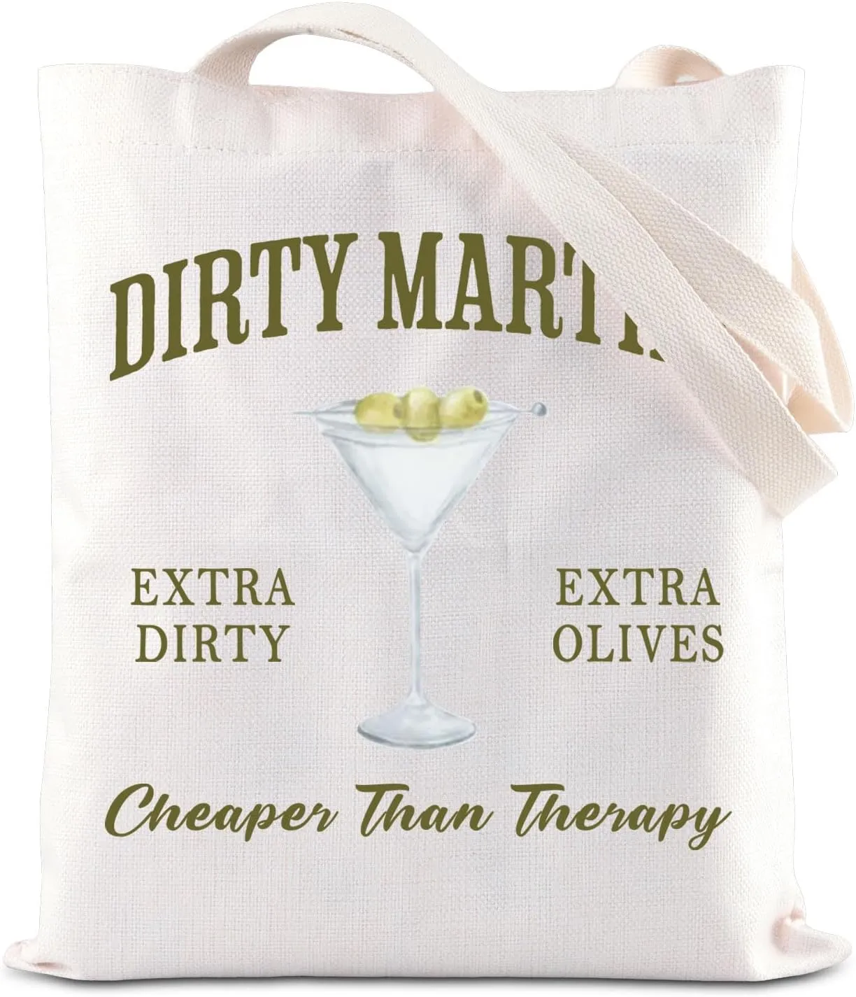 ENSIANTH Martini Lovers Gift Dirty Martini Cheaper Than Therapy Tote Bag Bachelor Bachelorette Party Gift Drinker Handbag