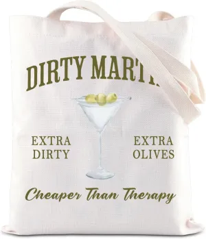 ENSIANTH Martini Lovers Gift Dirty Martini Cheaper Than Therapy Tote Bag Bachelor Bachelorette Party Gift Drinker Handbag