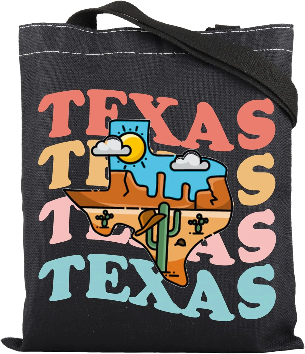 ENSIANTH Texas State Tote Bag - Cowboy Lone Star State Vacation Shoulder Bag - Housewarming Gift