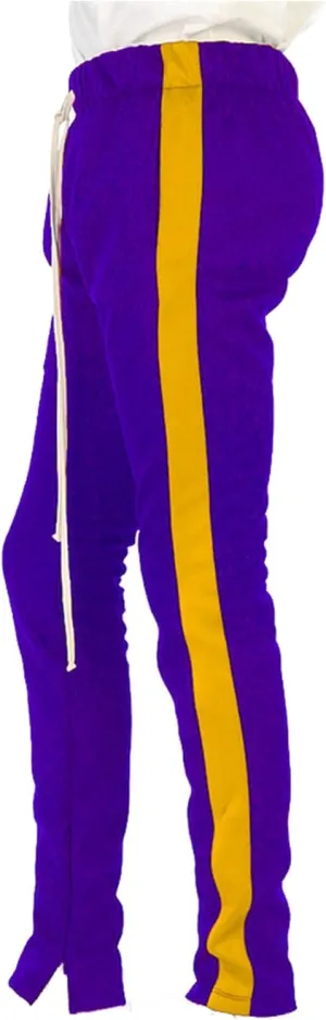 EPTM Men's Stripe Track Pants Slim Fit with Ankle Zippers
