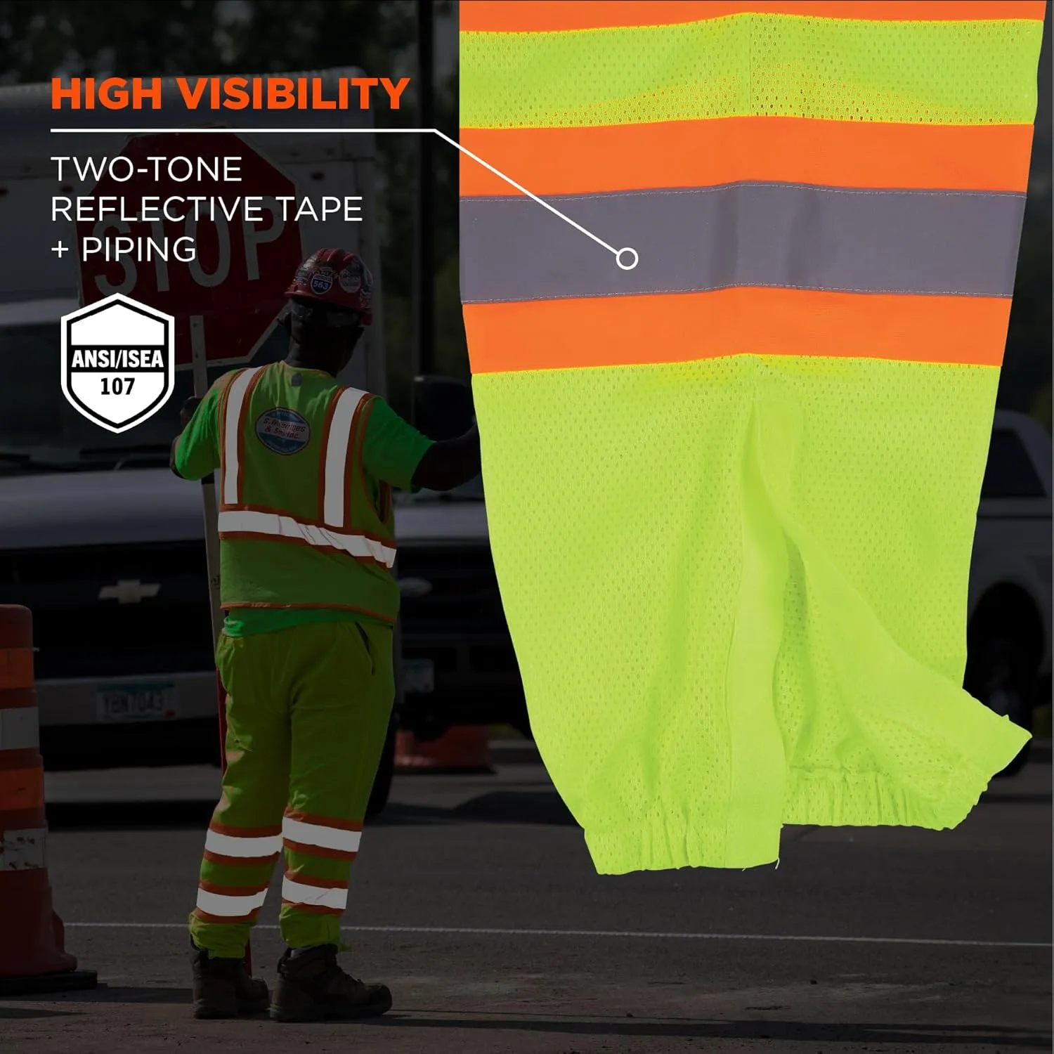 Ergodyne unisex adult Class Two-tone Reflective Safety Pants, Lime, Large-X-Large