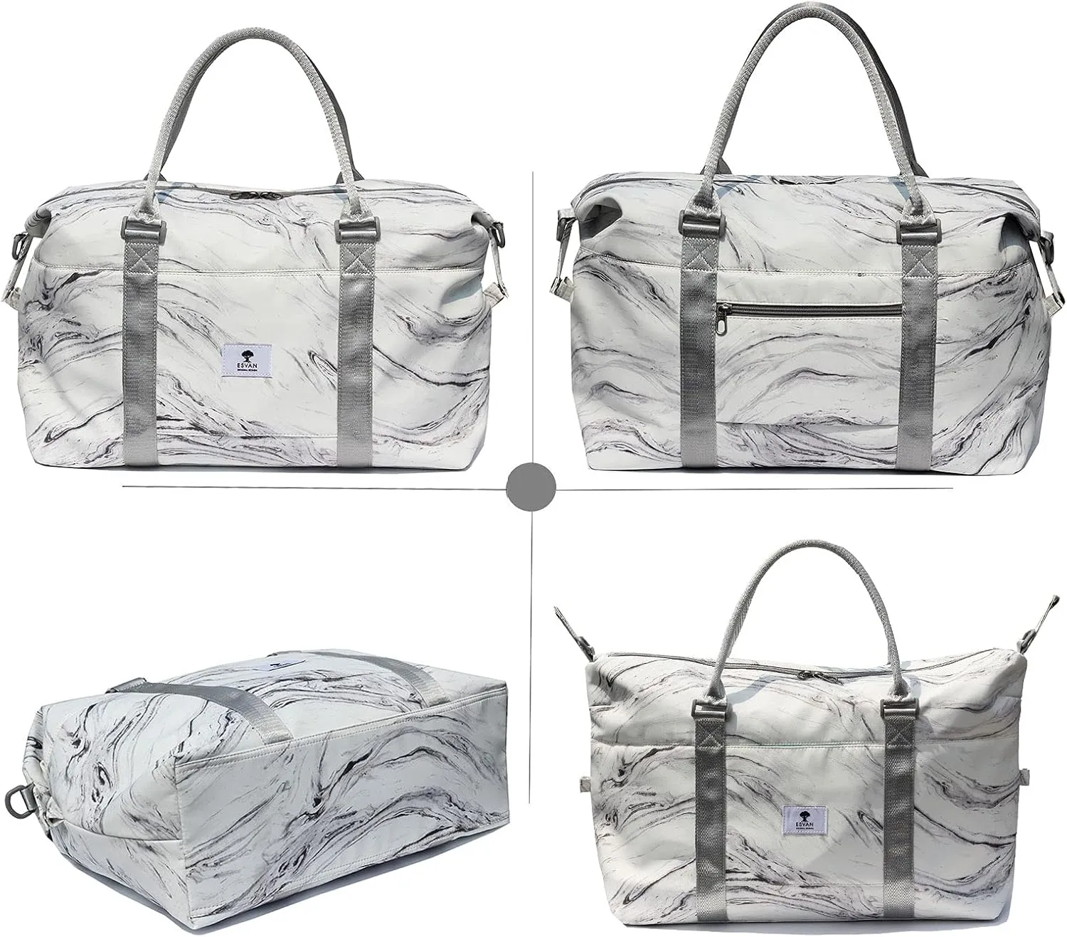 ESVAN Travel Tote Duffel Gym Bag,Weekender Overnight Carry-on Tote Crossbody Bag with Wet Pocket and Trolley Sleeve Upgraded