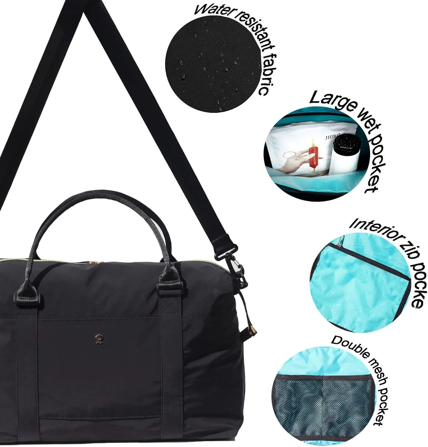 ESVAN Travel Tote Duffel Gym Bag,Weekender Overnight Carry-on Tote Crossbody Bag with Wet Pocket and Trolley Sleeve Upgraded
