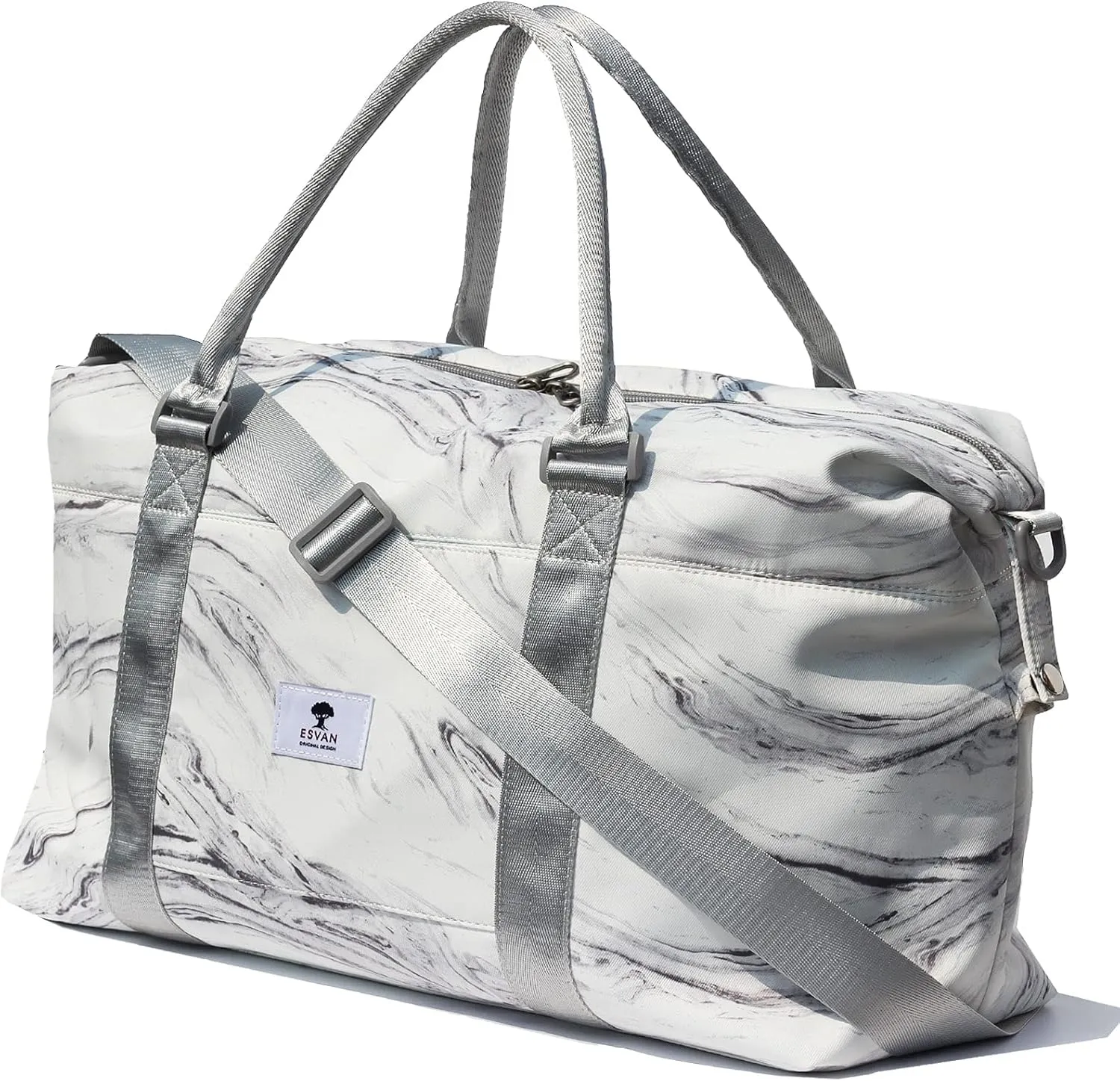 ESVAN Travel Tote Duffel Gym Bag,Weekender Overnight Carry-on Tote Crossbody Bag with Wet Pocket and Trolley Sleeve Upgraded