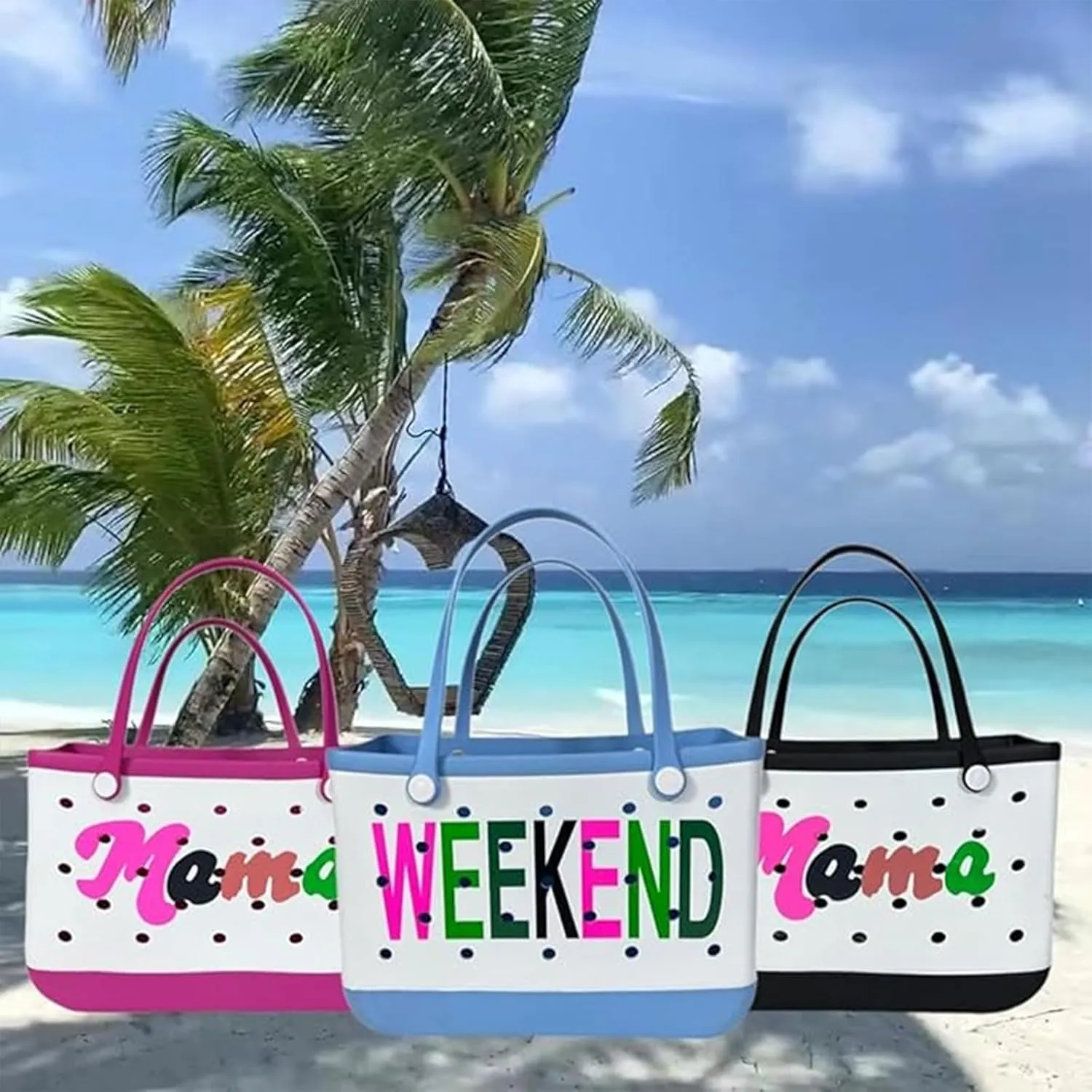 EVA Beach Tote Bag - Waterproof Washable Tip Proof Durable Open Tote Bag for the Beach Boat Pool Sports