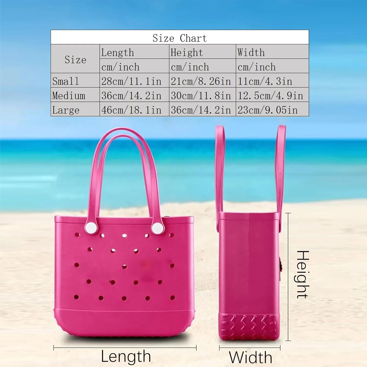 EVA Beach Tote Bag - Waterproof Washable Tip Proof Durable Open Tote Bag for the Beach Boat Pool Sports
