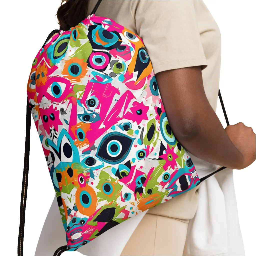 Evil Eye Graffiti Drawstring bag