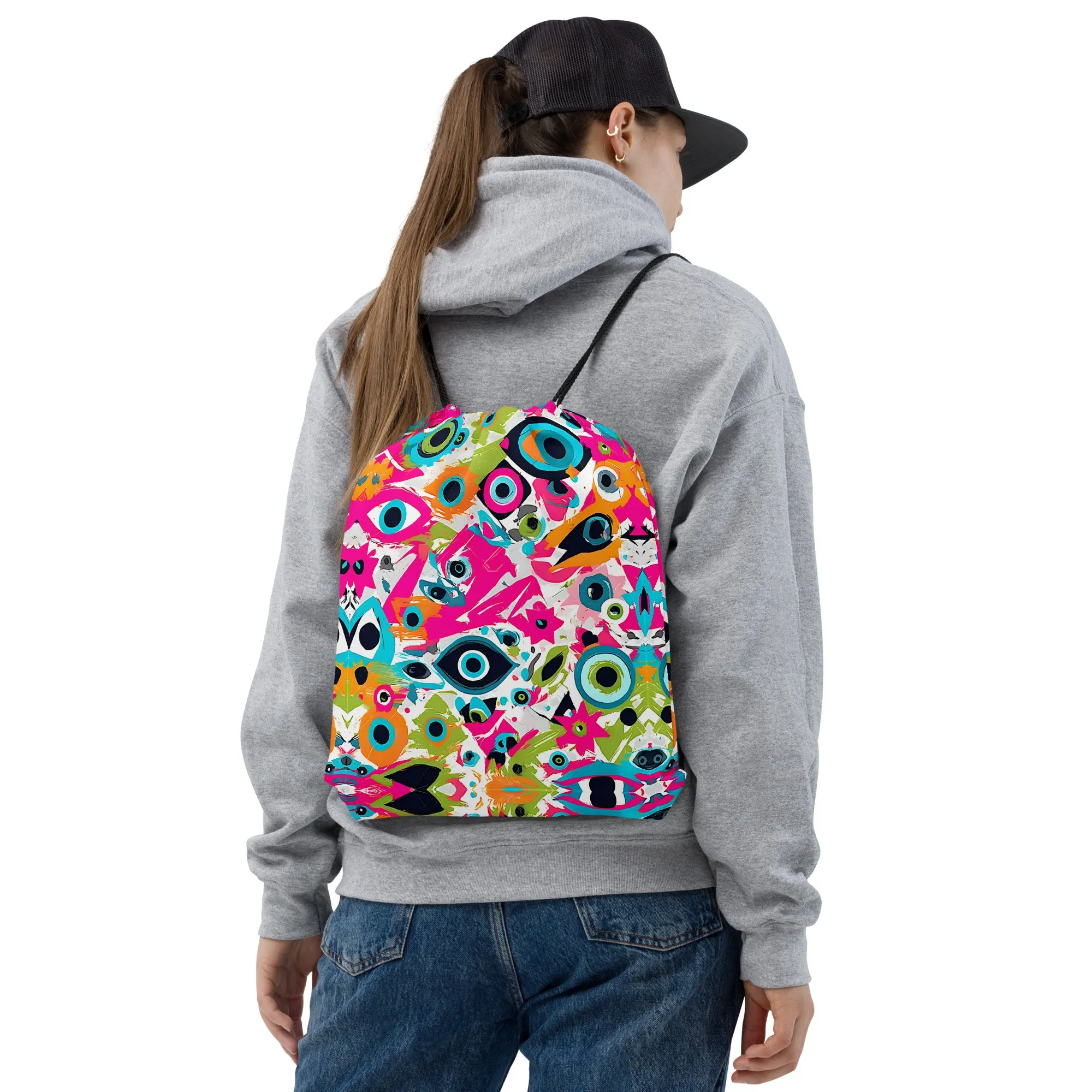 Evil Eye Graffiti Drawstring bag