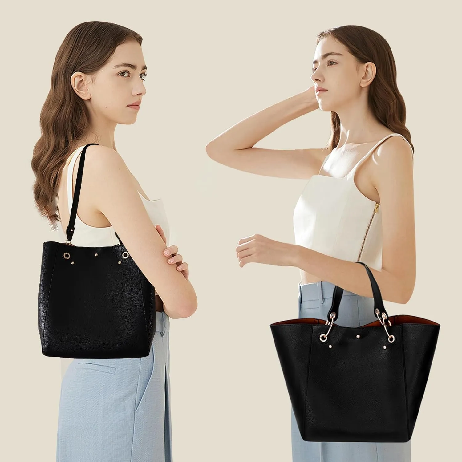 Extra Large Leather Work Tote Bags for Women Purses And Handbags Fashion Shoulder Zipper Tote Bag Travel Hand Bags