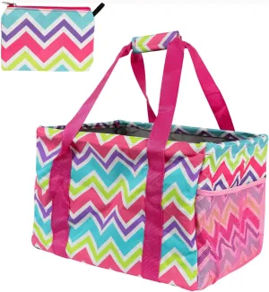 Extra Large Utility Tote Bag - Collapsible Tote with Wire Frame for Beach, Groceries, Travel - Includes 5x7 Bag