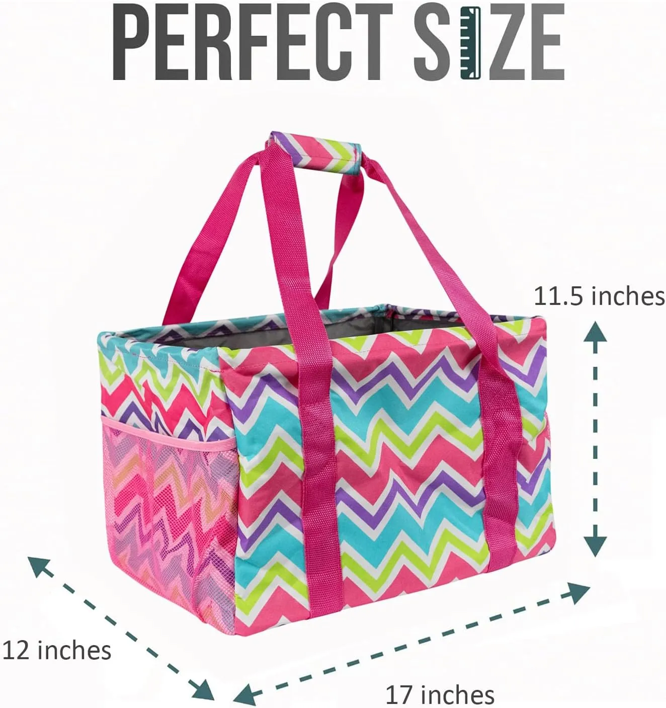 Extra Large Utility Tote Bag - Collapsible Tote with Wire Frame for Beach, Groceries, Travel - Includes 5x7 Bag