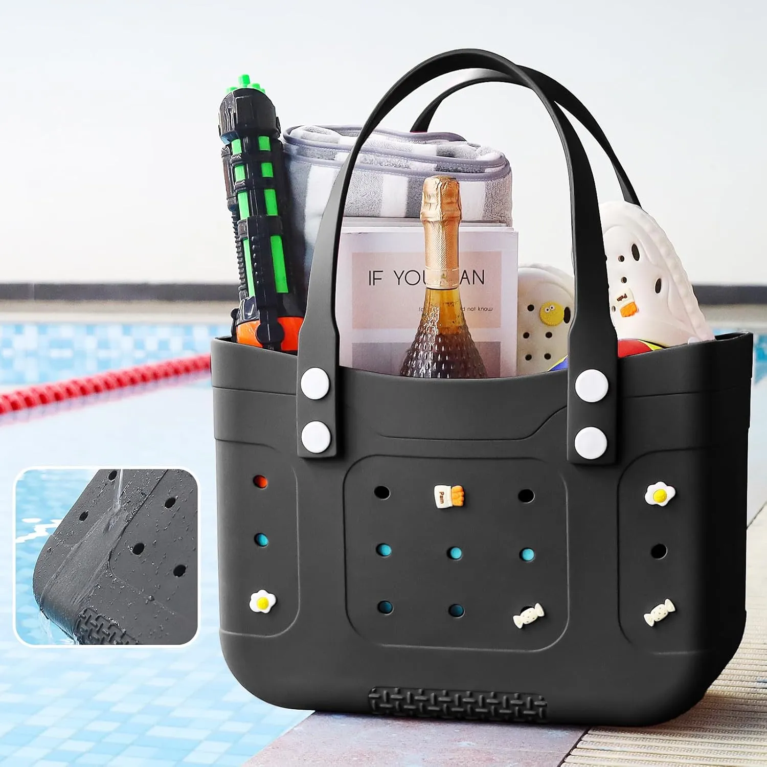 Extra Large Waterproof Beach Tote Bag – Durable, Lightweight, and Washable Plastic Pool Bag