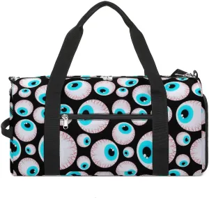 Eyeball Pattern Water Resistant Gym Bag with Shoe Compartment, Travel Duffel Tote Bag Weekender Overnight Bag for Women Men
