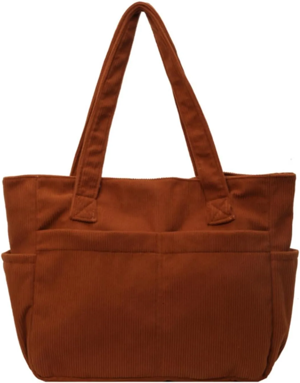 Fall Winter Corduroy Tote Bag Large Capacity Handbag with Multiple Pockets Fashion Shoulder Bag for Women