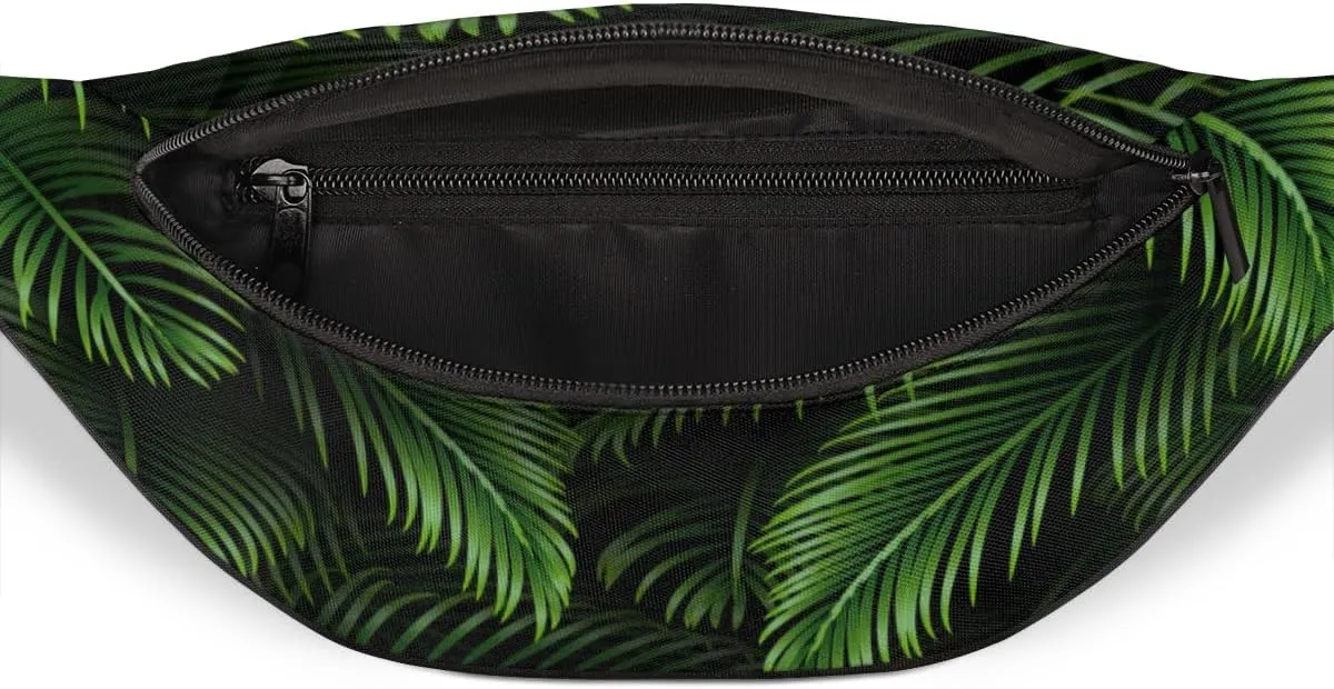 Fanny Pack for Women Men Palm Leaf Waist Pack Crossbody Bag with Adjustable Straps for Hiking Running Walking Travel Cycling