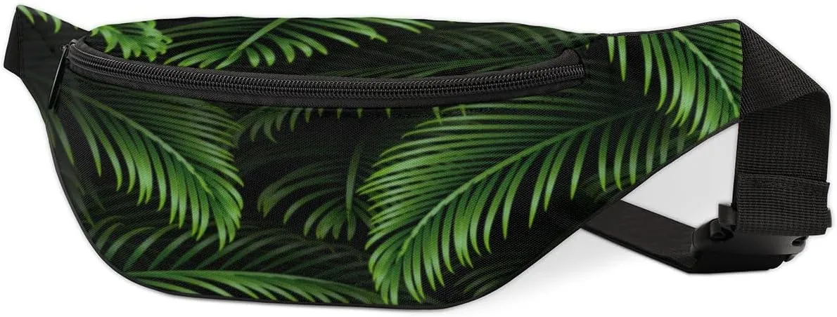 Fanny Pack for Women Men Palm Leaf Waist Pack Crossbody Bag with Adjustable Straps for Hiking Running Walking Travel Cycling