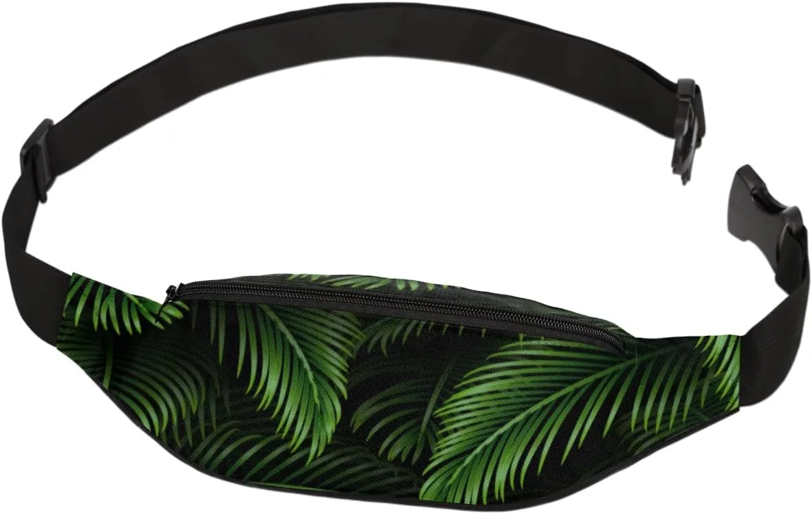 Fanny Pack for Women Men Palm Leaf Waist Pack Crossbody Bag with Adjustable Straps for Hiking Running Walking Travel Cycling