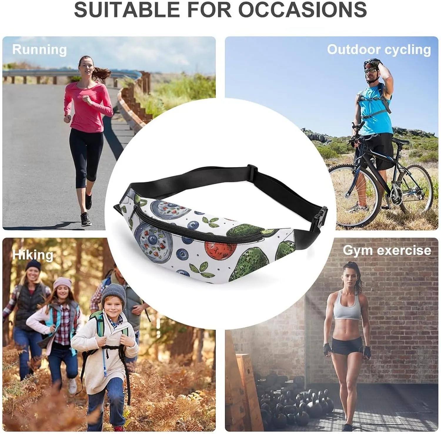 Fanny Pack for Women Men Pot And Blueberries Waist Pack Adjustable Belt Bag for Workout Running Travelling Casual Waist Bag