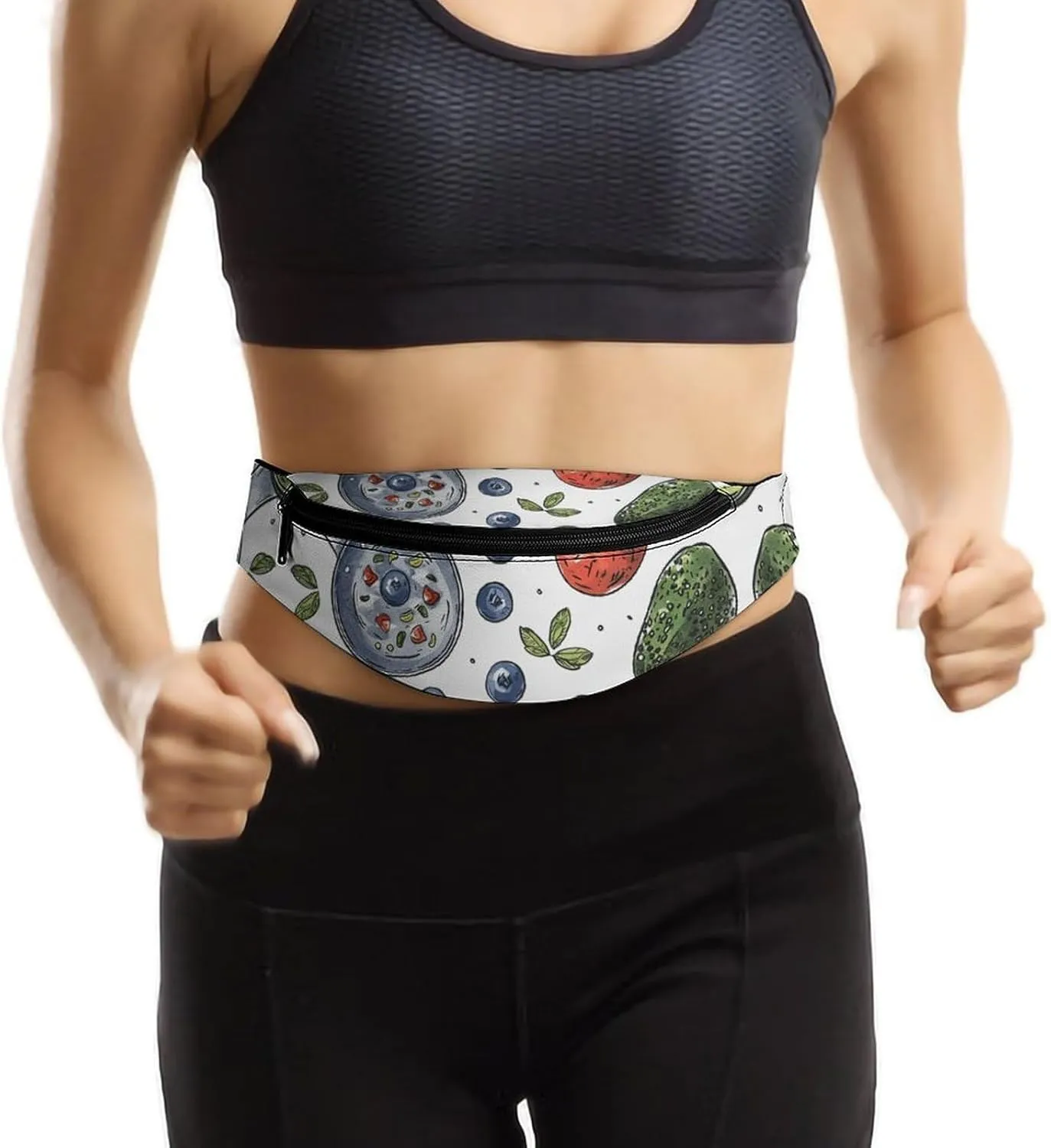 Fanny Pack for Women Men Pot And Blueberries Waist Pack Adjustable Belt Bag for Workout Running Travelling Casual Waist Bag