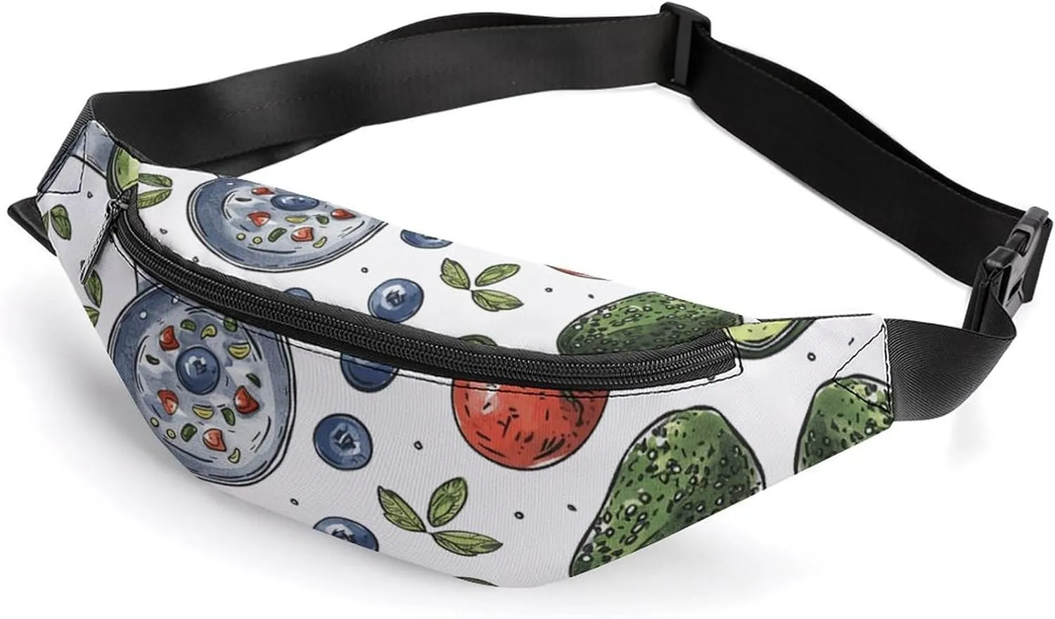 Fanny Pack for Women Men Pot And Blueberries Waist Pack Adjustable Belt Bag for Workout Running Travelling Casual Waist Bag