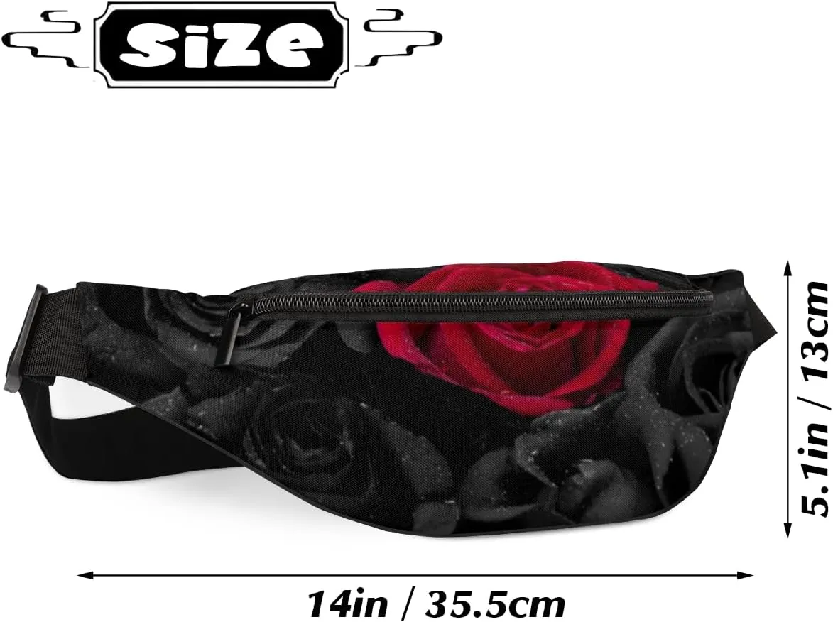 Fanny Pack for Women Men Rose Waist Pack Crossbody Bag with Adjustable Straps for Hiking Running Walking Travel Cycling