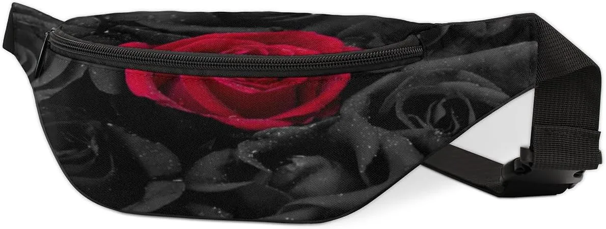 Fanny Pack for Women Men Rose Waist Pack Crossbody Bag with Adjustable Straps for Hiking Running Walking Travel Cycling