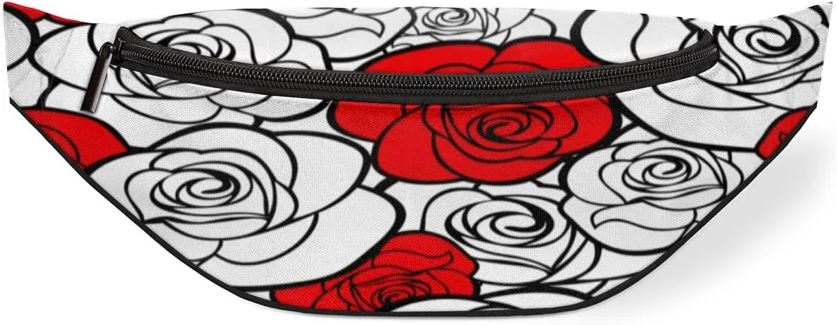 Fanny Pack for Women Men Sketch Rose Waist Pack Crossbody Bag with Adjustable Straps for Hiking Running Walking Travel Cycling