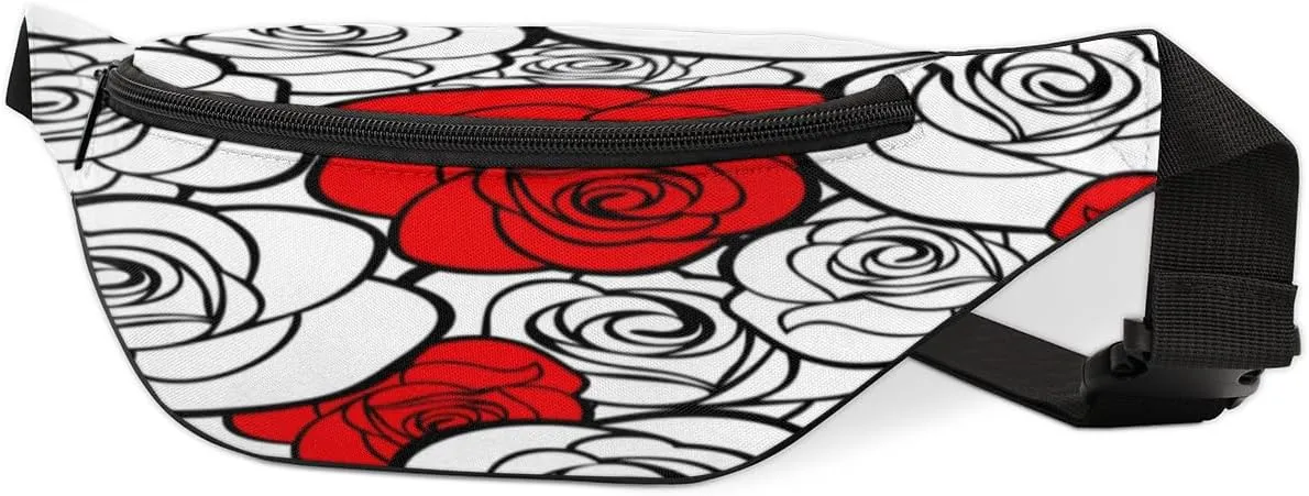Fanny Pack for Women Men Sketch Rose Waist Pack Crossbody Bag with Adjustable Straps for Hiking Running Walking Travel Cycling
