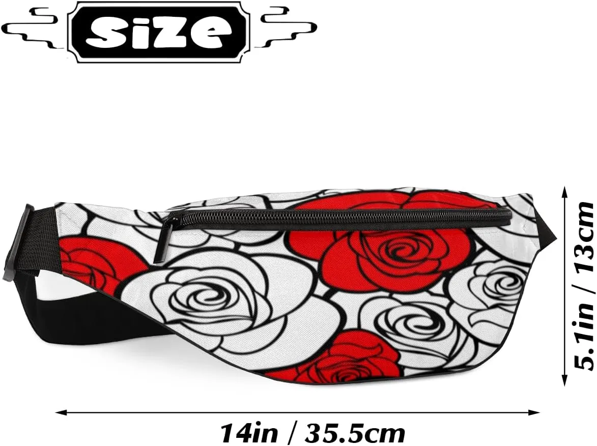 Fanny Pack for Women Men Sketch Rose Waist Pack Crossbody Bag with Adjustable Straps for Hiking Running Walking Travel Cycling