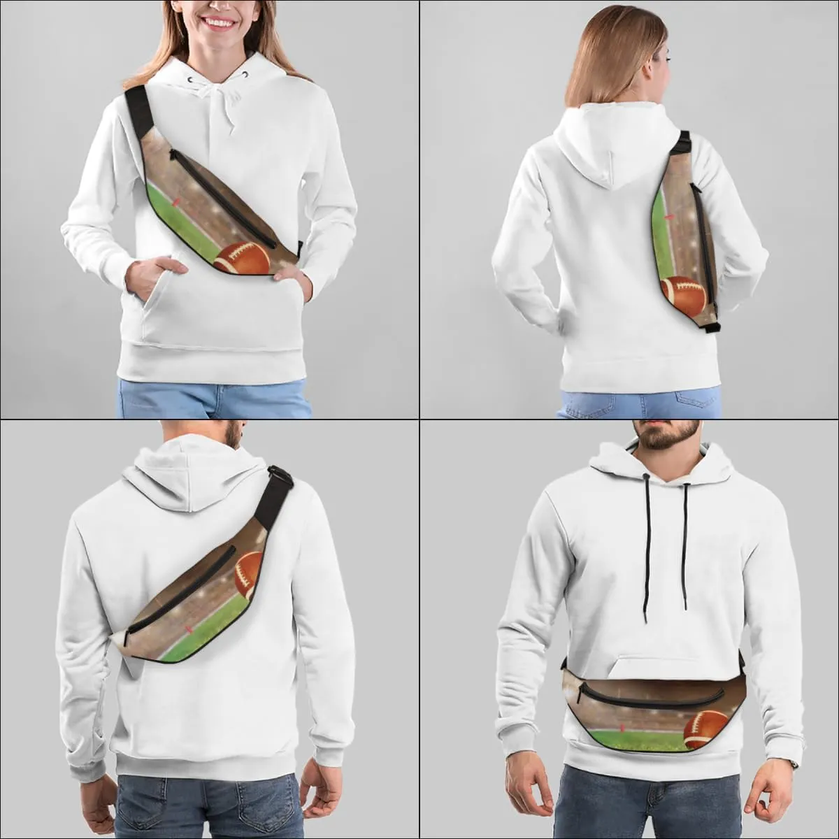 Fanny Pack for Women Men Waist Pack America Football Crossbody Bag with Adjustable Straps for Hiking Running Walking Travel Cycling
