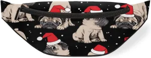 Fanny Pack for Women Men Waist Pack Cartoon Dog Christmas Hat Crossbody Bag with Adjustable Straps for Hiking Running Walking Travel Cycling