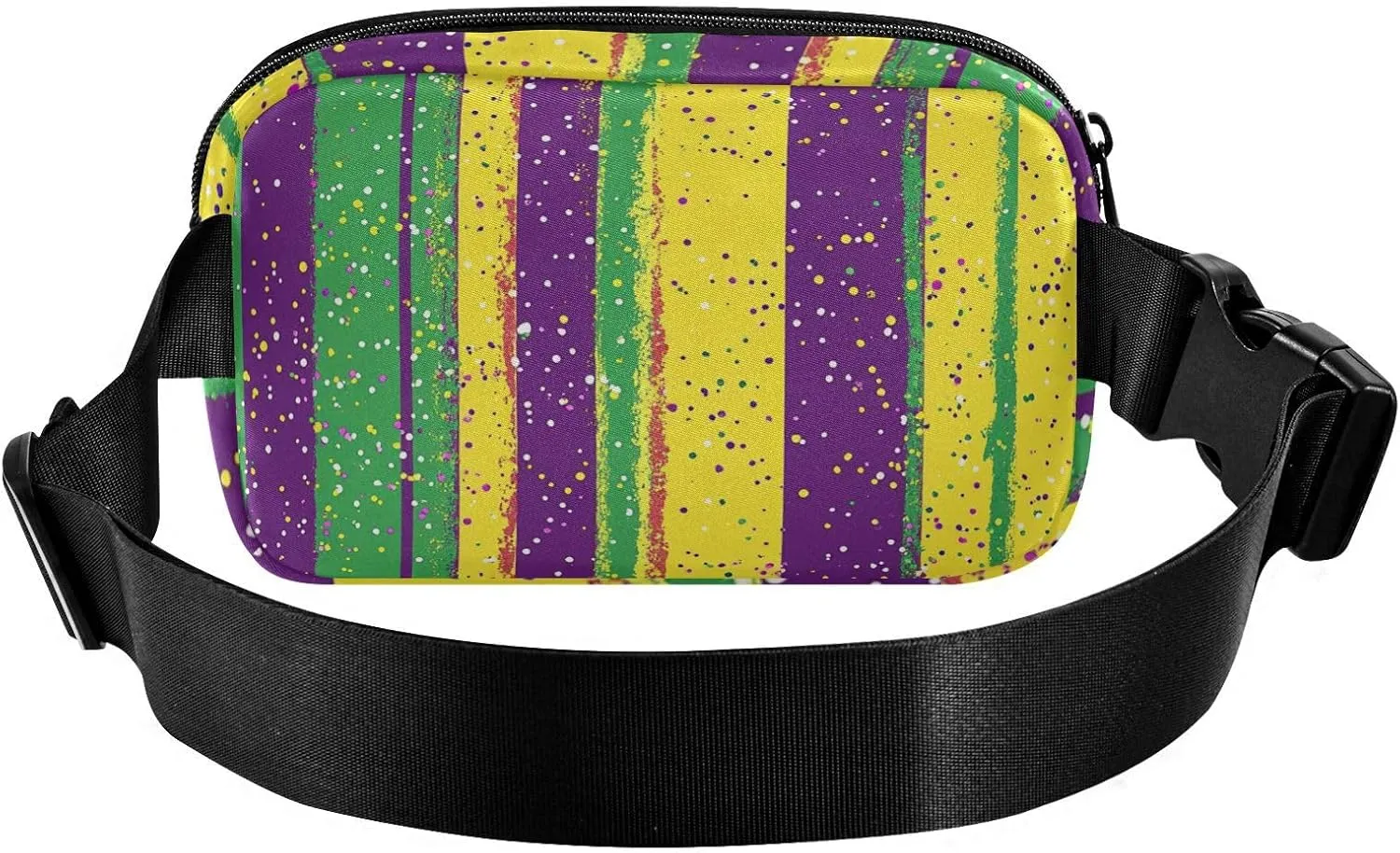 Fanny Pack Waist Bag with Adjustable Strap, Women Men Crossbody Sling Bags, Mardi Gras Carnival Coin Tie Lipstick, Large Capacity Travel Wallet for Shopping Sports Work