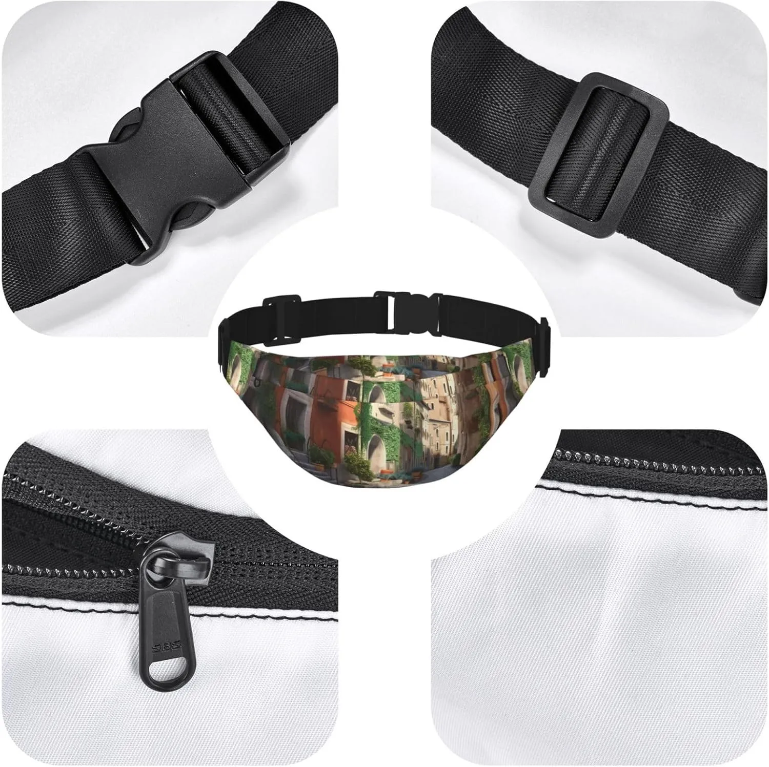 Fanny Packs For Women Men Waist Bag Waterproof Sport Belt Bag Street Of Italy Fashion Waist Pack Adjustable Crossbody Bags Zipper Bum Bag For Running Hiking Travel