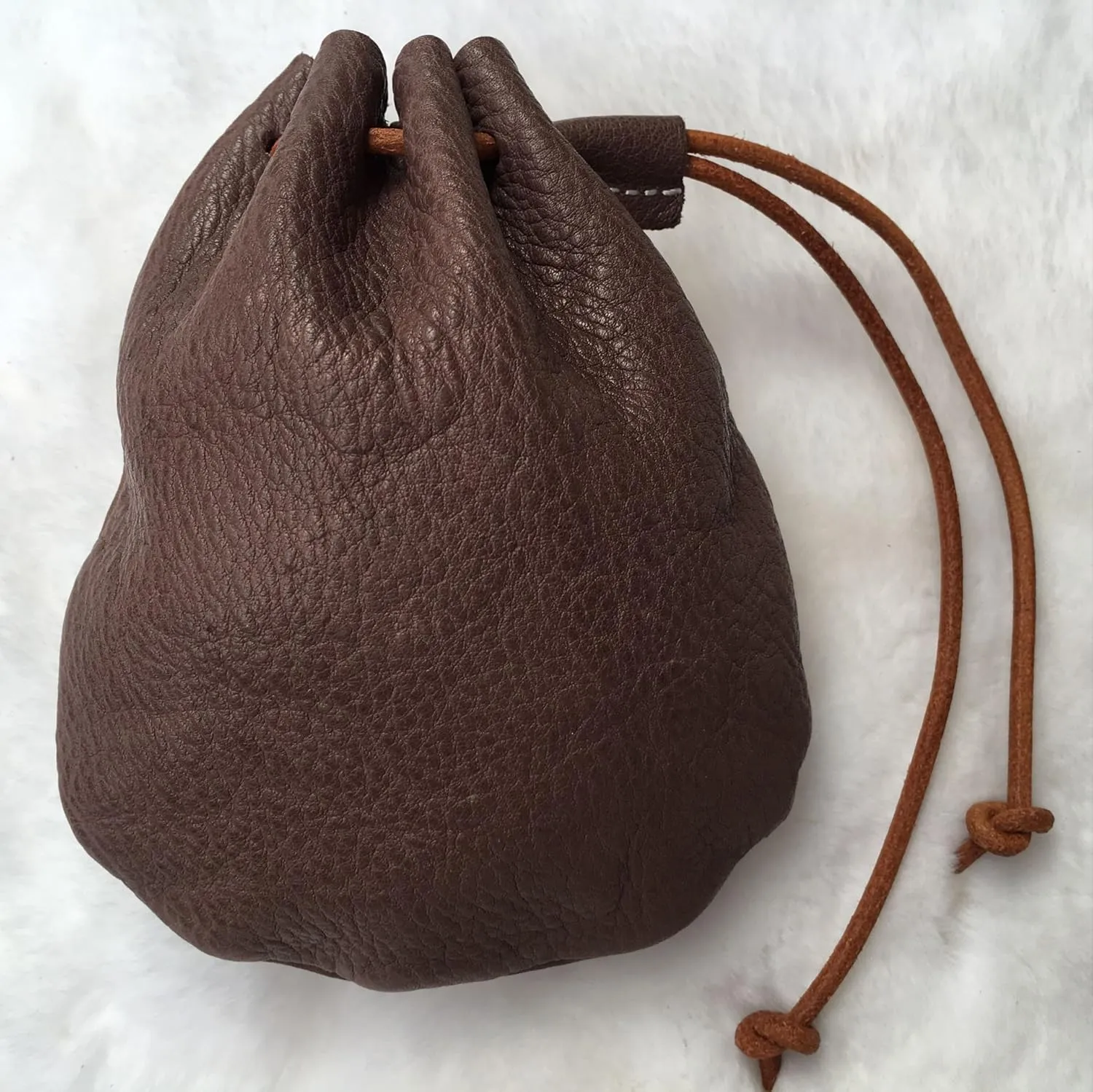 Fantastic Workmanship Genuine Leather Drawstring Coin Purse