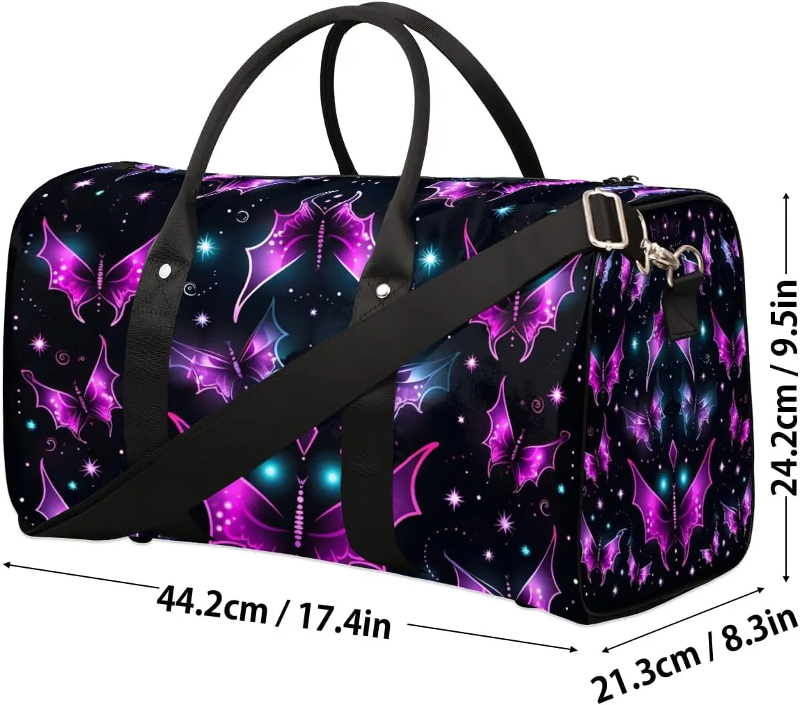 Fantasy Bat Colorful Travel Duffel Bag for Women Men Waterproof Foldable Overnight Weekender Bag Large Capacity Sports Gym Bag